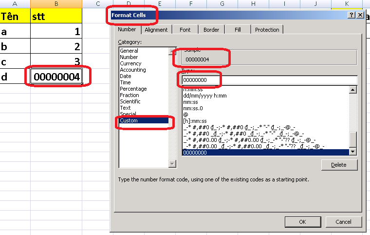 Nhập dữ liệu bắt đầu bằng số 0 trong excel