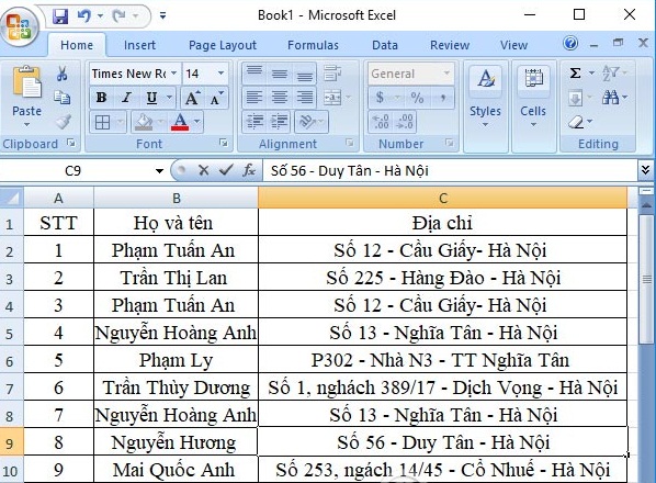 Bảng thống kê Excel xóa dữ liệu trùng lặp trong bảng