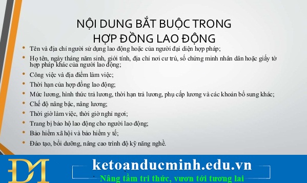 Những nội dung cần phải có trong hợp đồng lao động thời vụ