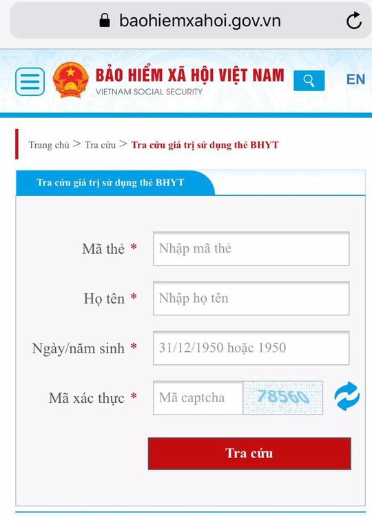 Người tham gia tra cứu  thẻ BH trên Cổng thông tin Bảo hiểm Xã hội Việt Nam 