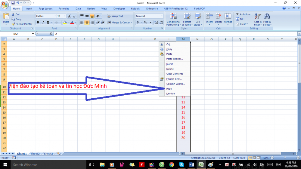 ẩn dòng, cột trong Excel 3