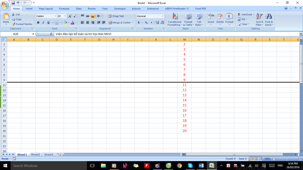 ẩn dòng, cột trong Excel 2