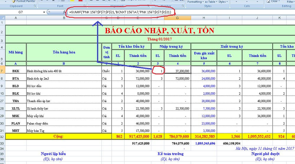 excel kế toán kho