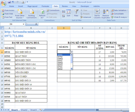 Cách tạo danh sách xổ xuống trong Excel 4