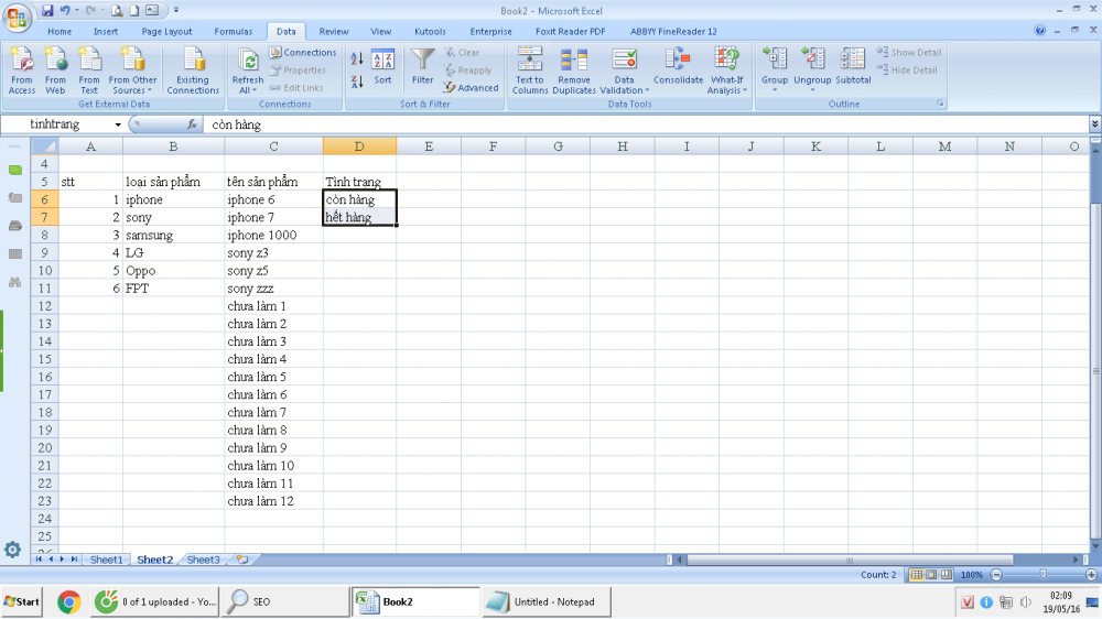 Cách quản lý hàng hóa bằng Data Validation trong Excel cực hay