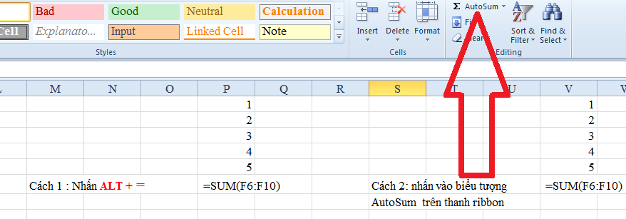 tự động tính tổng excel