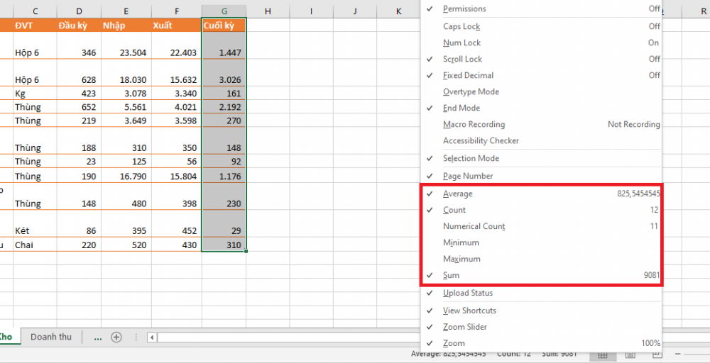 Mách bạn mẹo xem thống kê số liệu cực nhanh trong Microsoft Excel  1