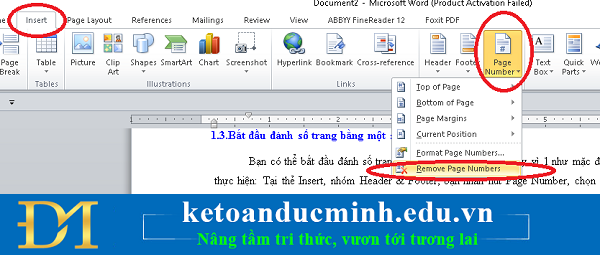 Xóa số trang đã đánh