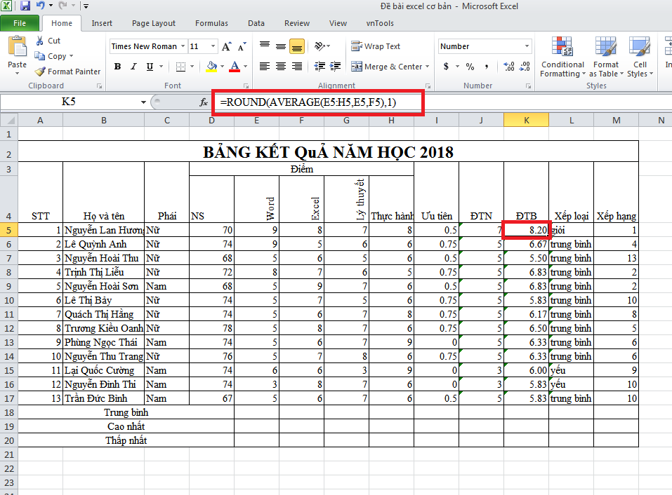 Hướng dẫn cách sử dụng hàm ROUND trong excel