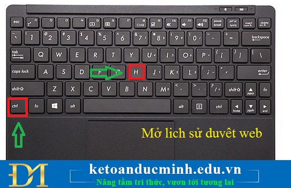 Ctrl + H: Mở lịch sử duyệt web