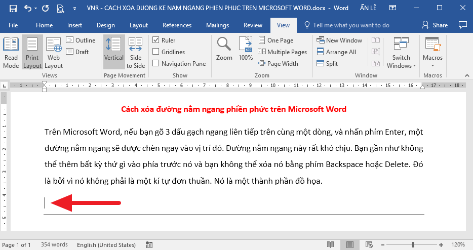 Xóa đường nằm ngang trong văn bản trên Microsoft Word