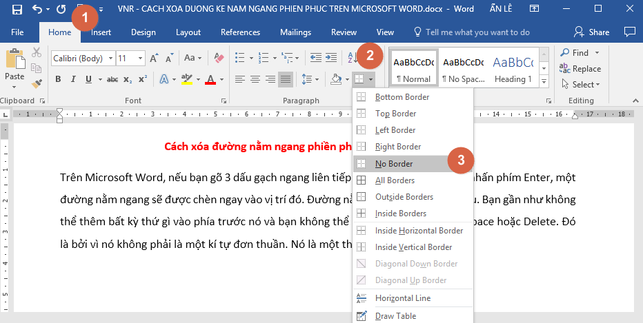 Xóa đường nằm ngang trong văn bản trên Microsoft Word 1