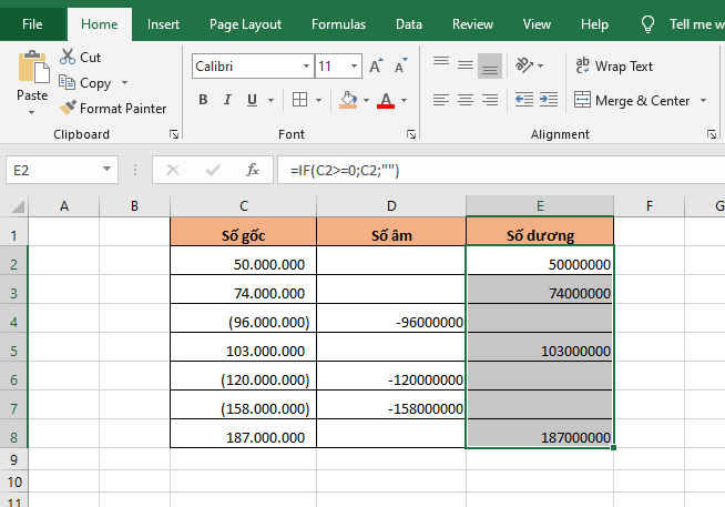 Cách tách số âm và số dương trong Excel cực nhanh và đơn giản bằng hàm IF