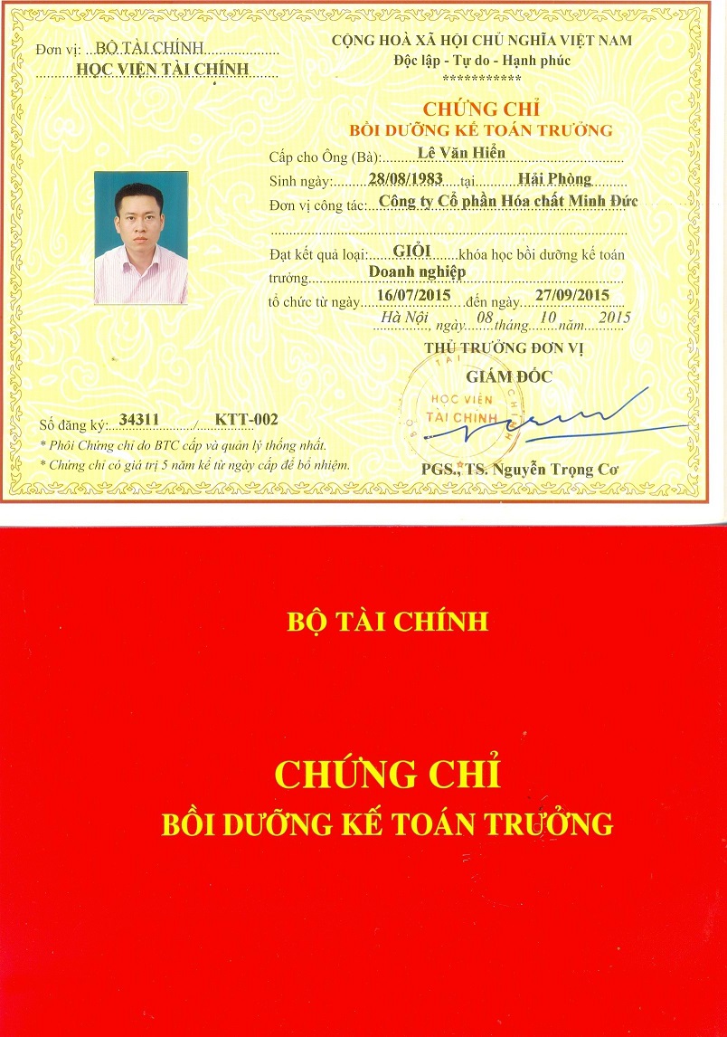 Chứng chỉ bồi dưỡng kế toán trưởng