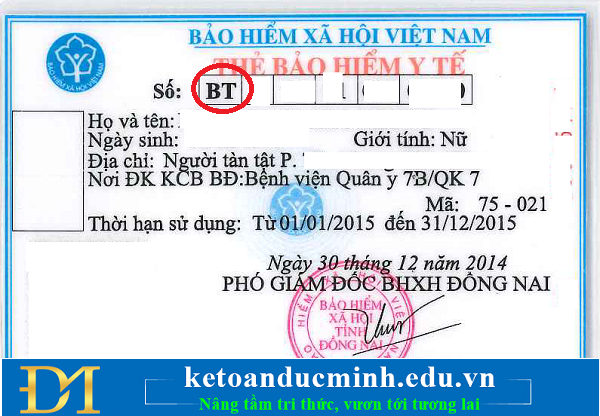  Mã đối tượng tham gia bảo hiểm y tế BT