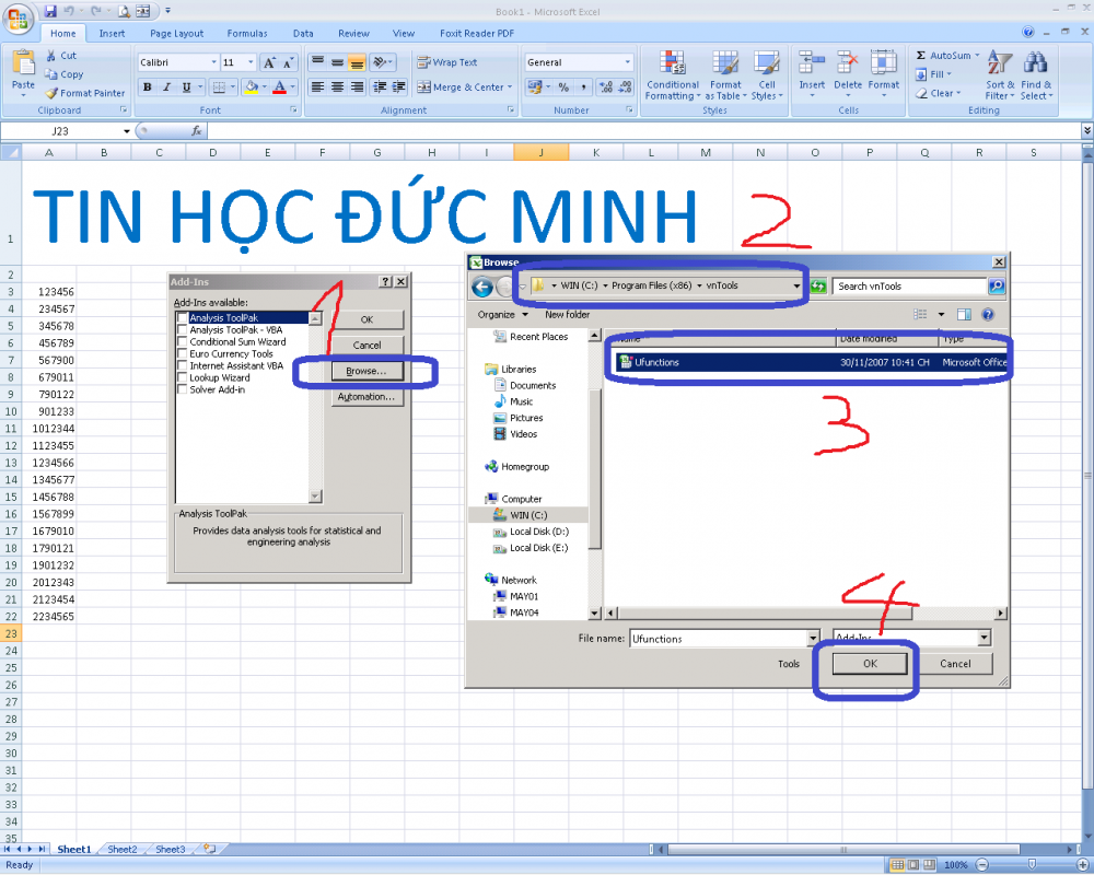 Cách chuyển đổi số thành chữ trong excel 4