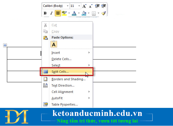 Hướng dẫn cách tách ô, gộp ô trong Word – Kế toán Đức Minh