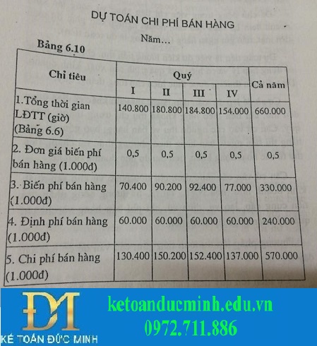 Dự toán chi phí bán hàng
