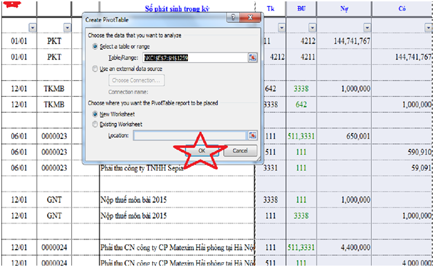 Làm báo cáo lưu chuyển tiền tệ bằng PivotTable trong excel 3