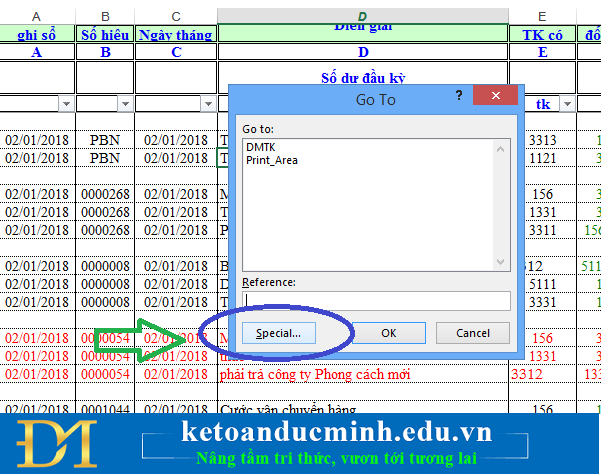 xóa dòng excel