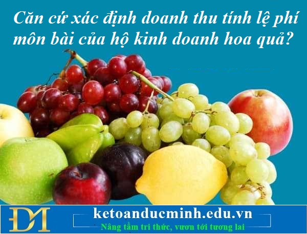 Căn cứ xác định doanh thu tính lệ phí môn bài của hộ kinh doanh hoa quả? Kế toán Đức Minh. Căn cứ xác định doanh thu tính lệ phí môn bài của hộ kinh doanh hoa quả? Kế toán Đức Minh.