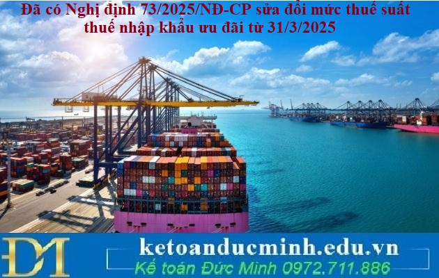 Đã có Nghị định 73/2025/NĐ-CP sửa đổi mức thuế suất thuế nhập khẩu ưu đãi từ 31/3/2025