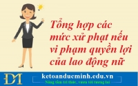 Tổng hợp các mức xử phạt nếu vi phạm quyền lợi của lao động nữ - Kế toán Đức Minh.