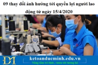 09 thay đổi ảnh hưởng tới quyền lợi người lao động từ ngày 15/4/2020 - KTĐM