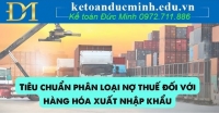 Chỉ tiêu phân loại nợ thuế đối với hàng hóa xuất, nhập khẩu