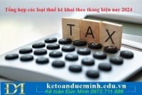 Tổng hợp các loại thuế kê khai theo tháng hiện nay 2024