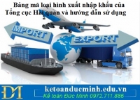 Bảng mã loại hình xuất nhập khẩu của Tổng cục Hải quan và hướng dẫn sử dụng