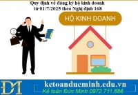 Quy định về đăng ký hộ kinh doanh từ 01/7/2025 theo Nghị định 168