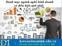 Danh mục ngành nghề kinh doanh có điều kiện mới nhất