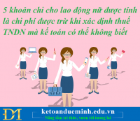 5 khoản chi cho lao động nữ được tính là chi phí được trừ khi xác định thuế TNDN mà kế toán có thể không biết