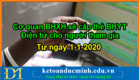 Từ ngày 01-01-2020, cơ quan BHXH sẽ cấp thẻ BHYT điện tử cho người tham gia