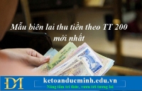 Mẫu biên lai thu tiền theo TT 200 mới nhất