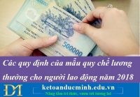 Các quy định của mẫu quy chế lương thưởng cho người lao động năm 2018